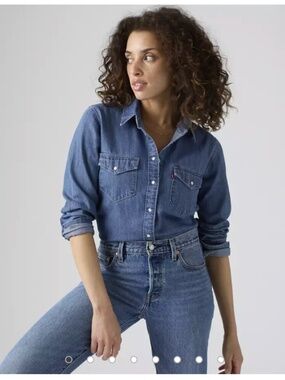 Levi's Iconic Western Denim Shirt, Sz L, EUC